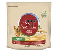 PURINA One Mini croquettes Chien Actif Riche en Poulet, avec Riz pour Chiens jusqu'à 10 kg, 1,5 kg