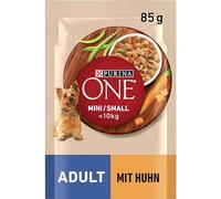 Purina one mini/petit adulte avec poulet, carottes et haricots verts à la sauce 85 g