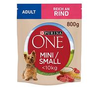 PURINA ONE Mini/S Lot de 8 boîtes de Nourriture sèche pour Chiens de Petite Taille, Riches en bœuf et Riz 8 x 800 g