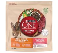 PURINA ONE Mini/Small <10kg | Croquettes pour Petits Chiens Adultes Peau Saine & Pelage Soyeux Riche en Bœuf avec du Riz | Sac de 1,5 kg