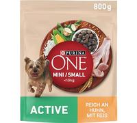PURINA ONE Mini/Small Active Lot de 8 boîtes de Nourriture sèche pour Petits Chiens Riches en Poulet et Riz 8 x 800 g