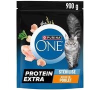 PURINA ONE Protein Extra - Croquettes Chat Stérilisé Poulet - 6 x 900 g