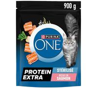 PURINA ONE Protein Extra - Croquettes Chat Stérilisé Saumon - 6 x 900 g