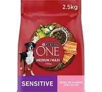 PURINA ONE | Sensitive | Croquettes Chien Adulte moyenne et grande taille > 10Kg | Facilite la digestion, maintien les muscles forts et un niveau suffisant d'énergie | Saumon | Sac | Lot de 4 x 2,5 kg