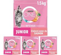 PURINA ONE SPÉCIAL Chat Junior Croquettes Saumon 1,5kg (Lot de 4)
