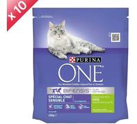 PURINA ONE Spécial Chat Sensible - Dinde et Riz - 450 g (x10) - Pour chat adulte