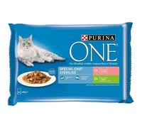 Purina One Spécial Chat Stérilisé Saumon et Dinde 85g par 4 rations (lot de 2 soit 8 rations)
