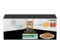 PURINA PRO PLAN | Adult STERILISED MAINTENANCE | Aliment Complet pour Chat Adulte Stérilisé | Aide à maintenir une bonne santé urinaire | Effilés en Sauce| Poulet, Boeuf | Sachets | 40x85g
