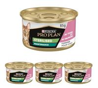 PURINA PRO PLAN | Adult STERILISED Maintenance | Aliment Complet pour Chat Adulte Stérilisé | Aide à Maintenir Une Bonne santé urinaire | Terrine | Au Saumon et au Thon| Boîte | 85g (Lot de 4)