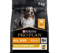 Purina PRO PLAN | Adulte Toutes Tailles | Light/Stérilisé | Aliment Sec pour Chien pour la Gestion du Poids | Formule Riche en Protéines et Faible en Matières Grasses | Riche en Poulet | Sac de 7kg