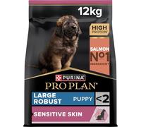 Purina Pro Plan - Large Puppy Robust Sensitive Skin Chien, Saumon - 12 kg | Croquettes Chiot Robuste Saveur Saumon - Sans blé, soutient la santé cutanée et les articulations - Santé Chiot