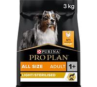 PURINA PRO PLAN | Light/Stérilisé| Chien Adulte | Toutes Tailles | Croquettes Riches en Protéines| Au Poulet | Favorise la gestion du Poids | Sac | Lot de 4 x 3 Kg