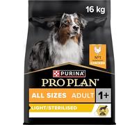 PURINA PRO PLAN | Light/Stérilisé| Chien Adulte | Toutes Tailles | Croquettes Riches en Protéines| Au Poulet| Favorise la Gestion du Poids | Sac | 16KG