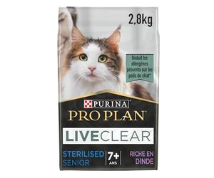 PURINA PRO PLAN | Liveclear | Chat Senior | Stérilisé | Croquettes Riches En Dinde | Réduit activement les allergènes présents dans les poils de chat 2.8kg