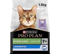 PURINA PRO PLAN | LONGEVIS | Sterilised 7+ | Alimentation complète pour Chat Senior Stérilisé (> 7 ans) | Pour une vie plus longue en bonne santé | A la Dinde | Croquettes | Sac | Lot de 1 x 1,5 Kg