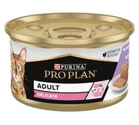 Purina Pro Plan Nourriture Humide pour Chat Adulte Delicate Mousse Riche en Dinde, 24 boîtes de 85 g