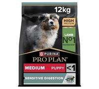 PURINA PRO PLAN | Sensitive Digestion | Croquettes complètes pour chiot de moyenne taille | Favorise un système digestif sain | Riche en Agneau | Croquettes | Sac de 12kg