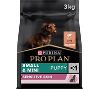 PURINA PRO PLAN | Sensitive Skin | Croquettes complètes pour chiot de petite taille | Favorise une peau saine et un pelage brillant | Au Saumon | Croquettes | Sac | Lot de 4 (3 Kg)