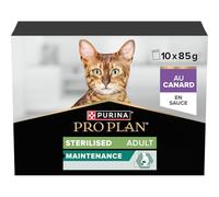 Purina Pro Plan - Sterilised Maintenance Chat Adulte Canard - 10 x 85 g | Nourriture Chat Stérilisé Saveur Canard en Sauce - Ingrédients de haute qualité pour le poids - Repas Chat - Aliment complet