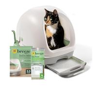 Purina Tidy Cats Système de litière à Capuchon, système de démarrage Breeze avec système à Capuche, bac à litière, granulés et tampons