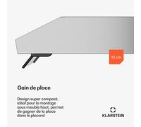 Klarstein Purista Force Hotte aspirante, Hotte murale de cuisine 60 cm, 400 m³/h, Double moteur 2x60 W, CEE C, Panneau tactile LED, Éclairage LED, Filtre à charbon actif, Acier inoxydable