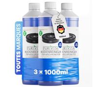 PURIVITA® Nettoyant Sol Concentré Robot Laveur & Aspirateur Laveur, 3x1L | Sans traces, séchage rapide, sans rinçage, pour robots lavants, aspirateurs eau et poussière et sols durs