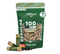 PURIZE® Filtre charbon actif Regular Size Ø9mm - Lot de 100 - Bio | Charbon actif à base de noix de coco, embouts céramique des deux côtés, sensation fraîche, sachet refermable, Made in Germany