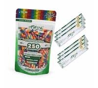 PURIZE Lot de 250 filtres à charbon actif Xtra Slim Size 5,9 mm + 6 paquets (252 feuilles) PURIZE Long Papers (arc-en-ciel)