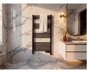 Purline | Porte-Serviettes électrique en Aluminium Noir 500 W avec minuterie NTW-11B - Porte-Serviettes électrique en Aluminium Design décoratif en Forme d'échelle