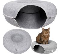 Purlov Lit pour chat Ø 51 cm Tunnel anti-stress - Grotte en feutre lavable - Réducteur de stress - Accessoire pour chat - Panier pour chat 25810