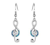 Purmy Or blanc plaqué Les femmes Boucles d'oreilles avec Opalee Bleue,Forme de note de musique Style de mode