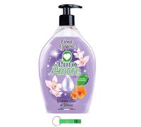 Puro Amor Lot de 12 savons liquides Crème de sapone avec orchidée et fleurs d'hibiscus Peau douce, lisse et veloutée 750 ml + porte-clés Beni Culinari