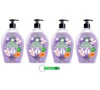 Puro Amor Lot de 4 savons liquides Crème de sapone avec orchidée et fleurs d'hibiscus Peau douce, lisse et veloutée 750 ml + porte-clés Beni Culinari