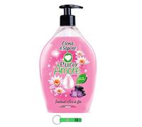 Puro Amor Lot de 8 savons liquides Crème de sapone avec patchouli et fleurs de lotus Peau douce, lisse et veloutée 750 ml + porte-clés Beni Culinari