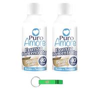 PURO AMORE Essenza Concentrata Bianco Latte Bucato e Pavimenti Lot de 2 parfums concentrés pour linge et sols 40 lavages 200 ml + porte-clés Beni Culinari