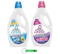 Puro Amore Lot de 2 flacons de lessive liquide 2025 ml - Lessive liquide idéale pour les vêtements blancs et colorés - 45 lavages + porte-clés Beni Culinari gratuit