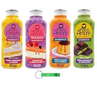 Puro Amore Lot de 4 flacons de gel douche Dolci e Coccole Bagnodoccia 4 parfums différents + porte-clés Beni Culinari