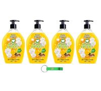 PURO AMORE Lot de 4 savons liquides Crema di Sapone Olio d'Argan e Camelia - Crème de savon à l'huile d'argan et de camélia - Peau douce, lisse et veloutée 750 ml + porte-clés Beni Culinari gratuit