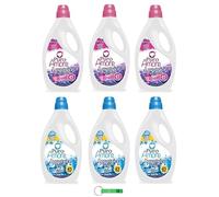 Puro Amore Pack de test de lessive Blu Rose Hygiene 6 x 2025 ml - Lessive liquide idéale pour les vêtements blancs et colorés - 45 lavages + porte-clés Beni Culinari gratuit