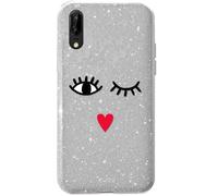 Puro Eyes Glitzer Coque Protection Hard-Case Sac Argent Pour Huawei P20 5,8"
