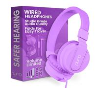 Puro Sound Labs PuroBasic Casque Filaire à Limitation de Volume pour Enfants, Bandeau Pliable et Réglable avec Microphone, Compatible avec Smartphones, Tablettes et PC - Violet