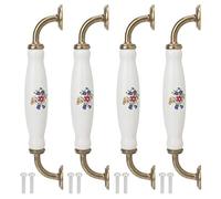 Purokise Cabinet Handles, 4 PCS Ceramic Drawer Pulls 160mm Hole Centers 6.3 Inch Vintage Door Hardware for Kitchen Cupboard Wardrobe Dresser Furniture Decoration