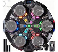 Purova Music Boxing Machine à musique Bluetooth avec lumières de couleur LED, 3 modèles de jeu avec affichage des points, machine à musique avec gants de boxe pour adultes et enfants (noir, 6 cibles)