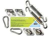 Purovi® Kit de Fixation Voile d'Ombrage pour Patio en Acier Inoxydable - Installation Toile d'Ombrage/Voile Solaire Triangle, Carré, Rectangle en Toute Sécurité