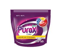 Purox Caps Color, Capsules de Liquide, Gel, lavage capsules, lessive avec technologie de nettoyage en profondeur, 58 lavages, 58 pièces x 13 grammes, doypack