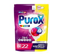 PUROX COLOR Lessive Liquide en Capsules (22 Lavages), Capsules à 2 compartiments pour le lavage des textiles colorés, Détergent doypack