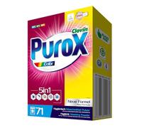 PUROX COLOR Lessive en Poudre (71 Lavages) - pour Textiles Colorés, Élimine les Taches, Formule Optimisée, Anti-Calcaire, Carton 5 kg