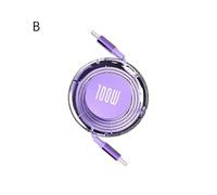 (Purple)100W Type C to Type C Charging Cable Retractable USB Cable Data Cable
