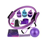 (Purple) 11pcs Pilates Kit Essential Set for Women with Pilates Ring, Ball, Resistance Bands & More for Home Workouts Versatile Resistance Levels