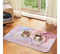 Purple and Gold Marble Printed,Waterproof Pet Feeding Mat,PU Leather Placemats for Cat Dog Water Bowl,Food Mats,30x45cm